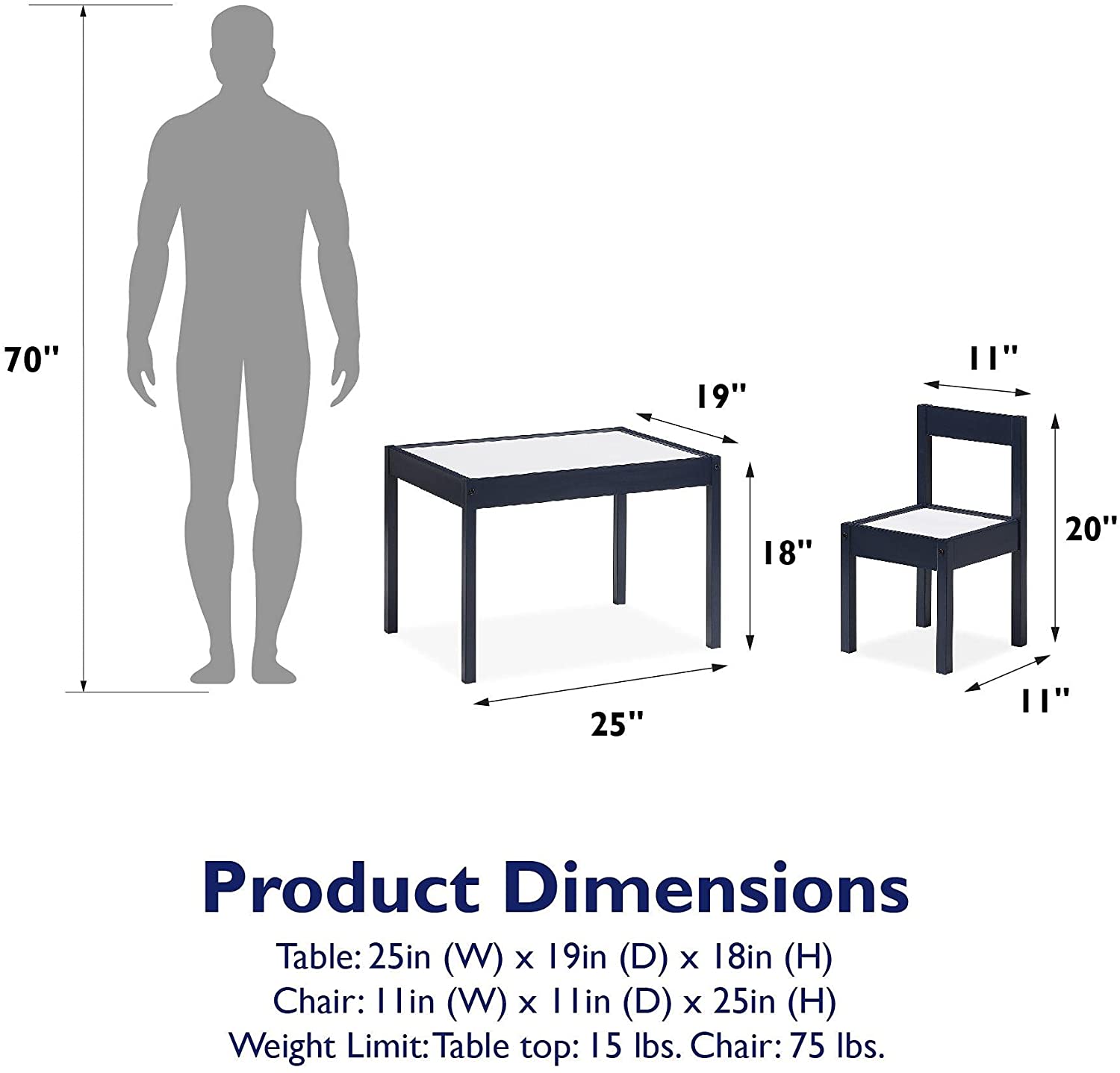 Kids Writing Table: Kids 3 Piece Rectangular and Chair Set