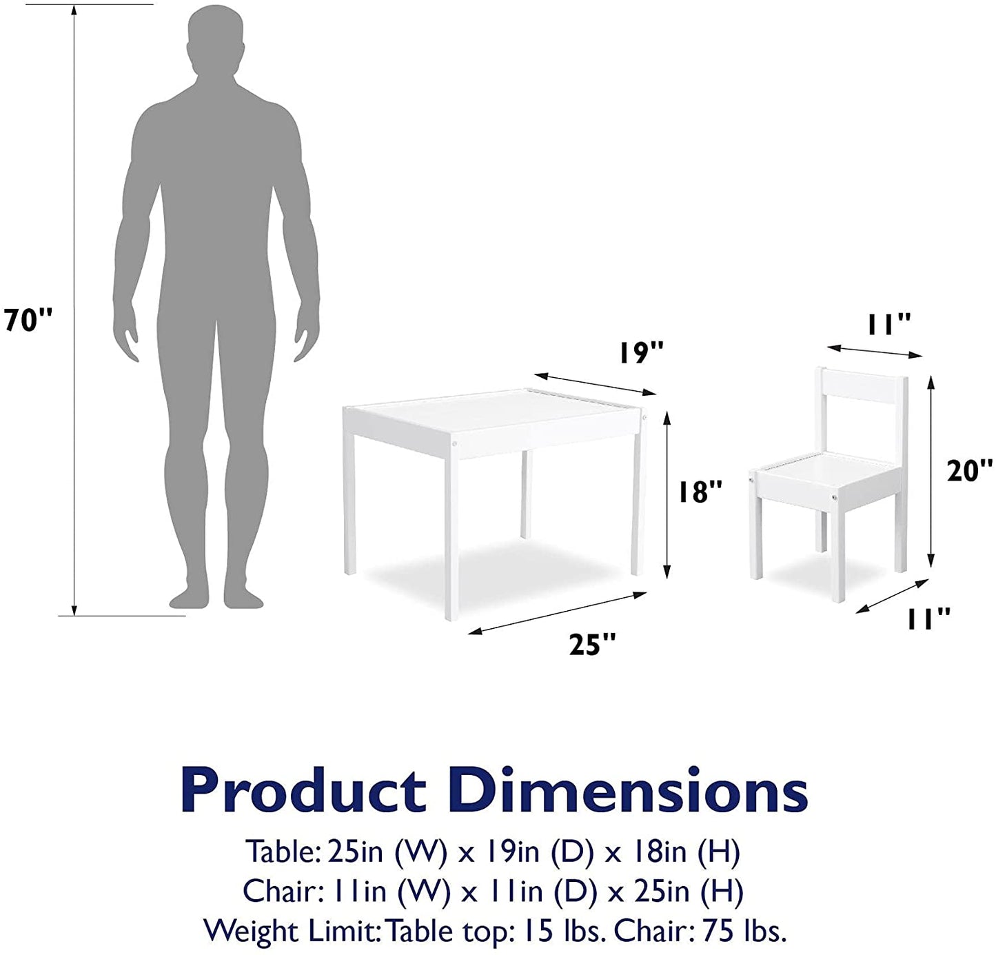 Kids Writing Table: Kids 3 Piece Rectangular and Chair Set