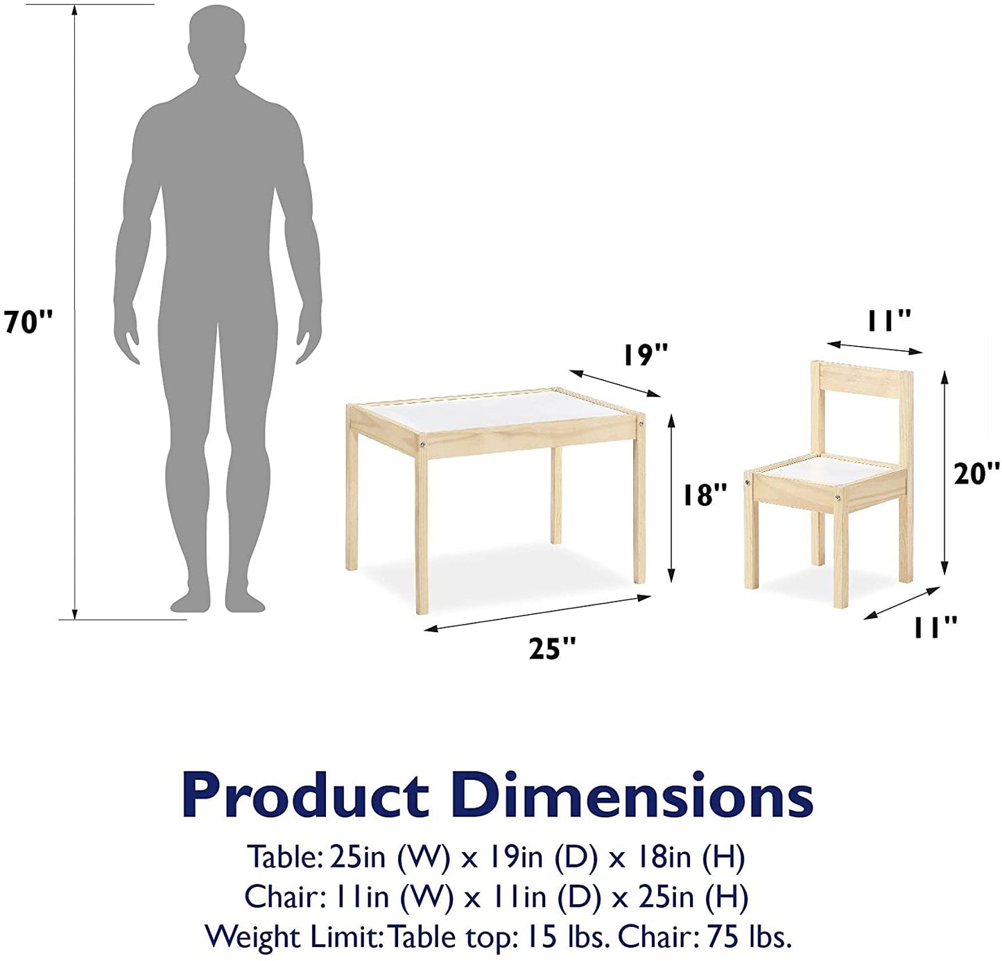 Kids Writing Table: Kids 3 Piece Rectangular and Chair Set