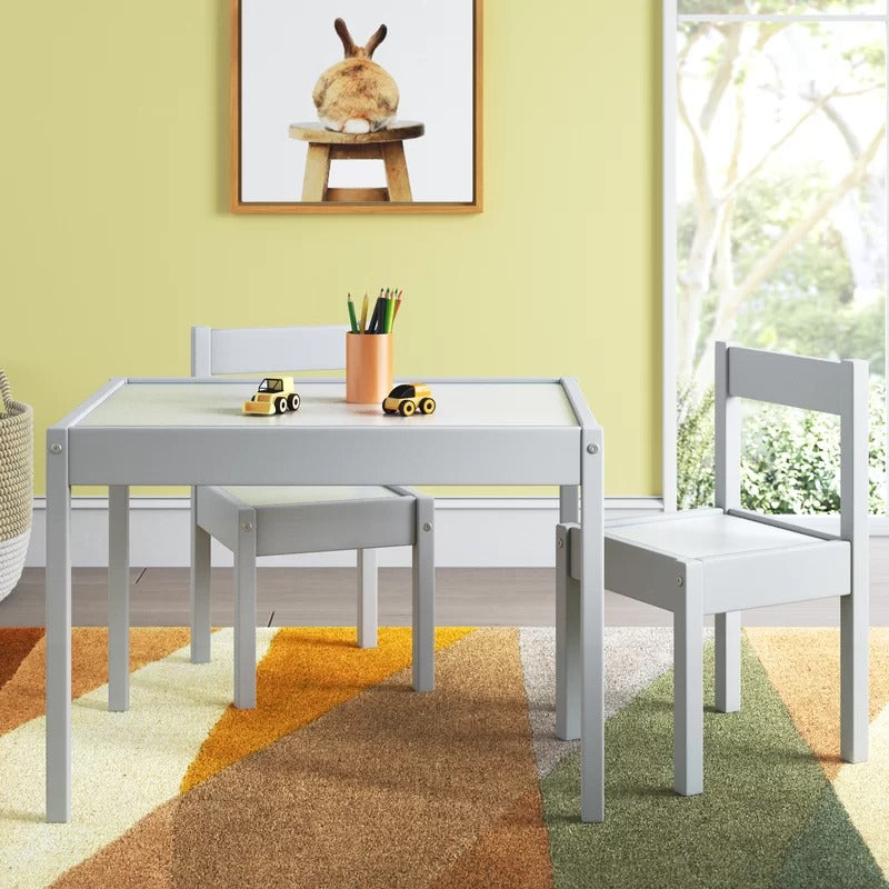 Kids Writing Table: Kids 3 Piece Rectangular and Chair Set