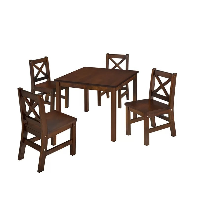 Kids Writing Table: Kids 3 Piece Solid Wood Square Play / Activity Table and Chair Set