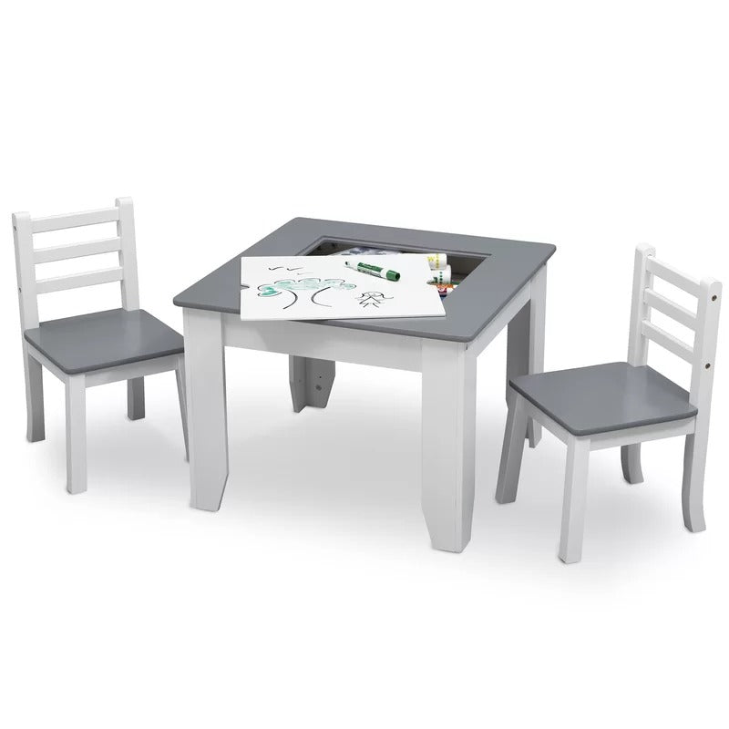 Kids Writing Table: Kids 3 Piece Square and Chair Set