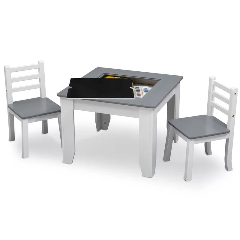 Kids Writing Table: Kids 3 Piece Square and Chair Set