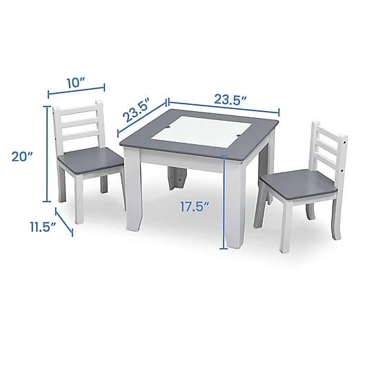 Kids Writing Table: Kids 3 Piece Square and Chair Set