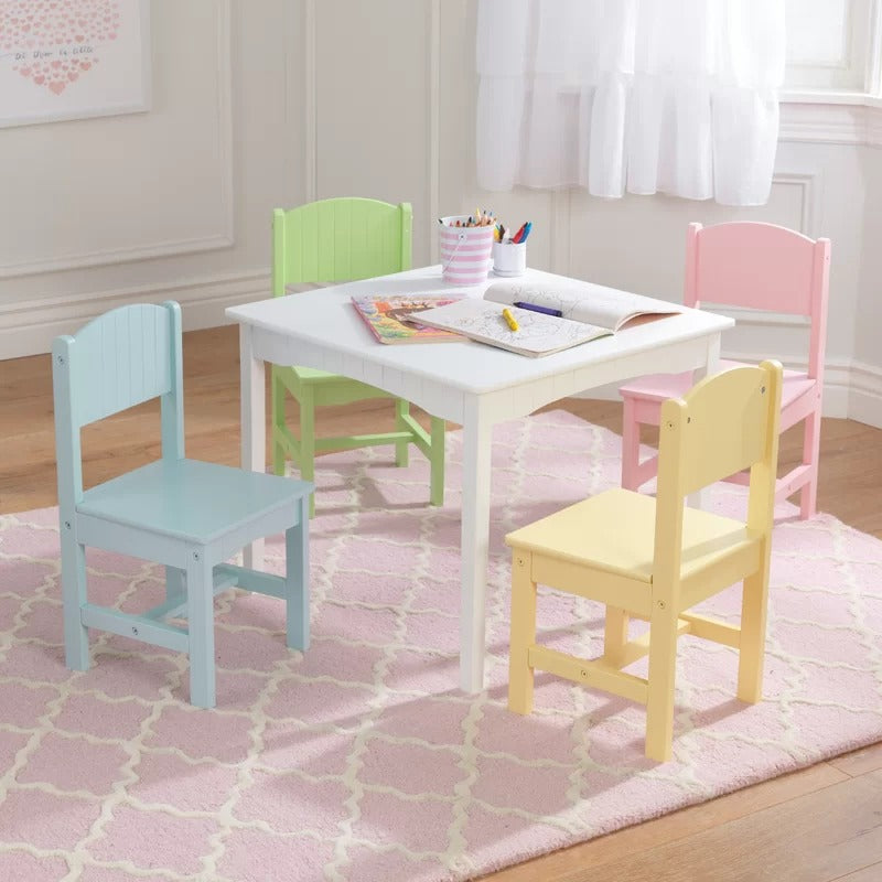 Kids Writing Table: Kids 5 Piece Square Play / Activity Table and Chair Set