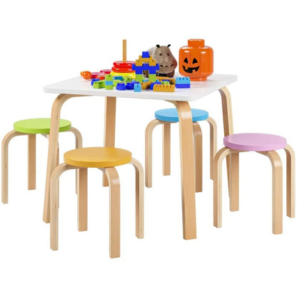Kids Writing Table: Kids 5 Piece Square Play / Activity Table and Chair Set