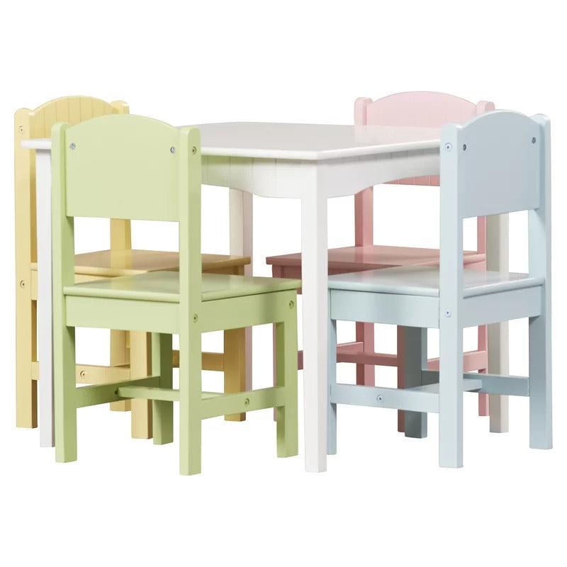 Kids Writing Table: Kids 5 Piece Square Play / Activity Table and Chair Set