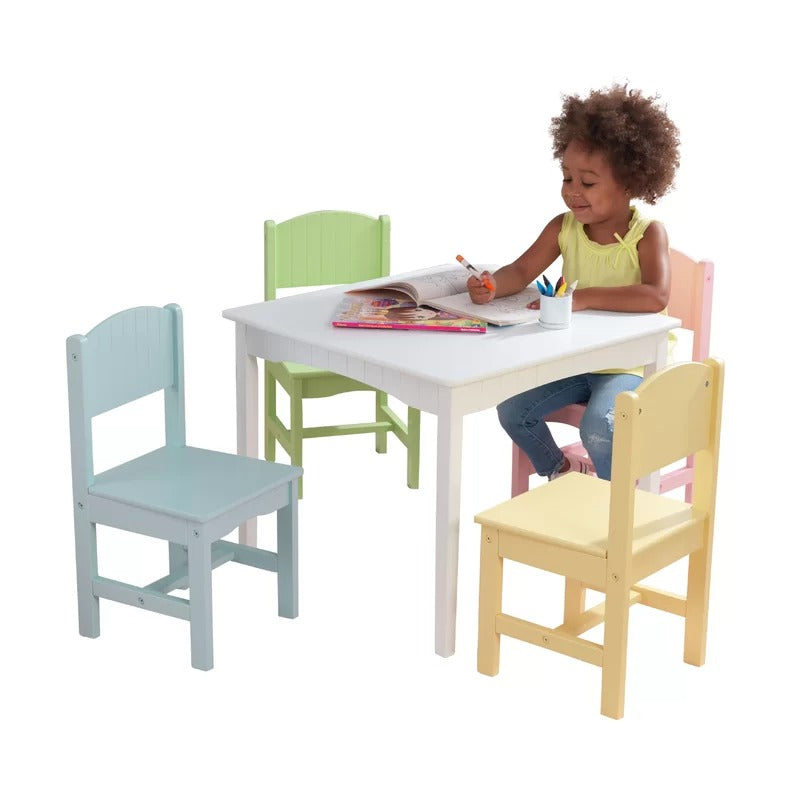 Kids Writing Table: Kids 5 Piece Square Play / Activity Table and Chair Set