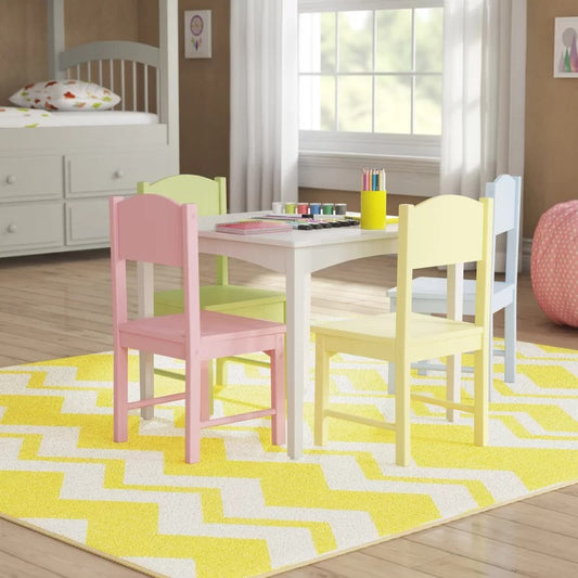 Kids Writing Table: Kids 5 Piece Square Play / Activity Table and Chair Set