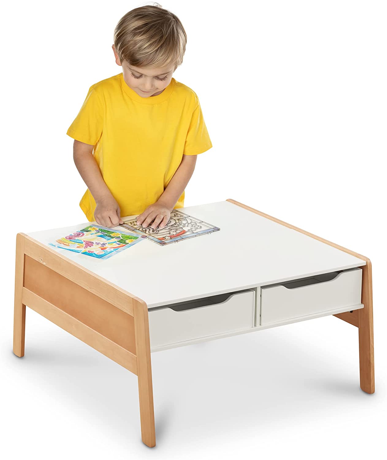 Kids Writing Table: Kids Rectangular Arts And Crafts Table and Chair Set
