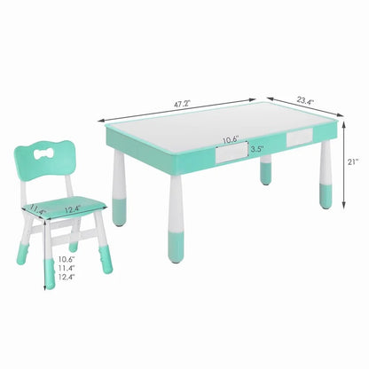 Kids Writing Table: Kids Rectangular Play / Activity Table and Chair Set