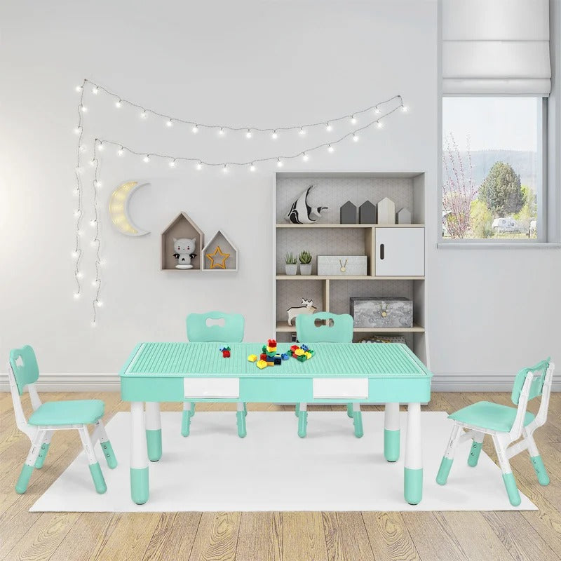 Kids Writing Table: Kids Rectangular Play / Activity Table and Chair Set