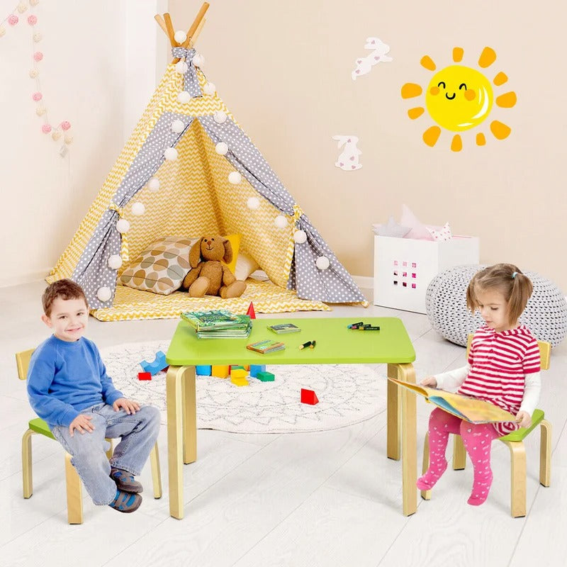 Kids Writing Table: Kids Solid Wood Rectangular Play / Activity Table and Chair Set