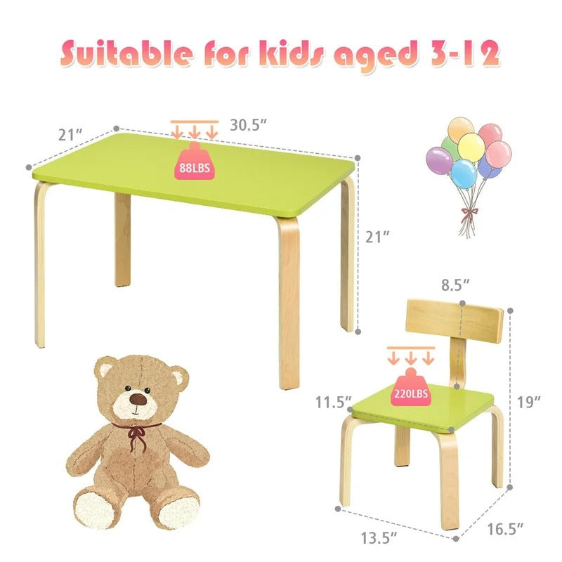 Kids Writing Table: Kids Solid Wood Rectangular Play / Activity Table and Chair Set