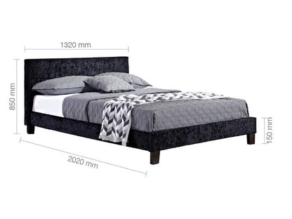 King Size Bed Black Crushed Velvet King Size Bed