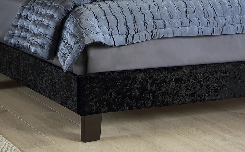 King Size Bed: Black Crushed Velvet King Size Double Bed