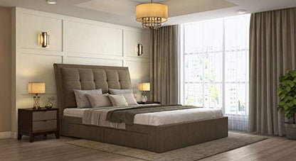 King Size Bed: Brown Upholstered Storage Divan Bed