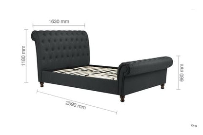 King Size Bed Charcoal Fabric King Size Bed