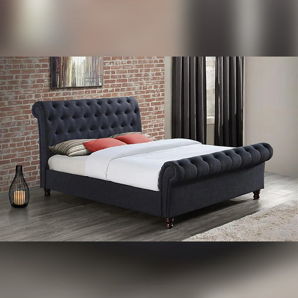 King Size Bed Charcoal Fabric King Size Bed