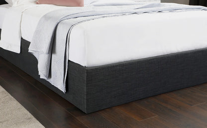 King Size Bed: Florce  Slate Grey Fabric Double Bed