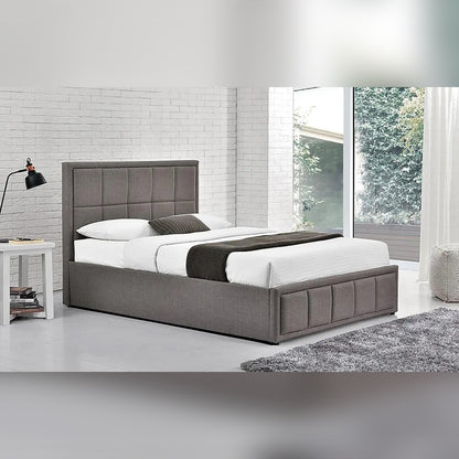 King Size Bed Grey Fabric Ottoman King Size Bed