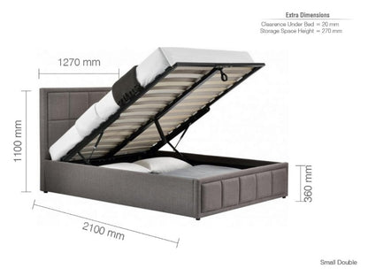 King Size Bed: Grey Fabric Ottoman King Size Bed