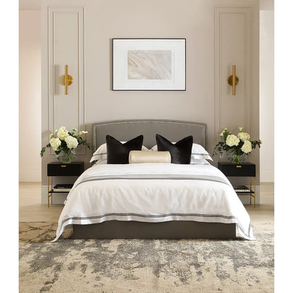 King Size Bed: Grey Velvet King Size Double Bed