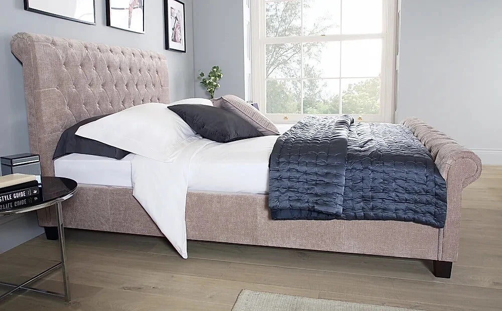 King Size Bed: Charcoal Fabric King Size Double Bed