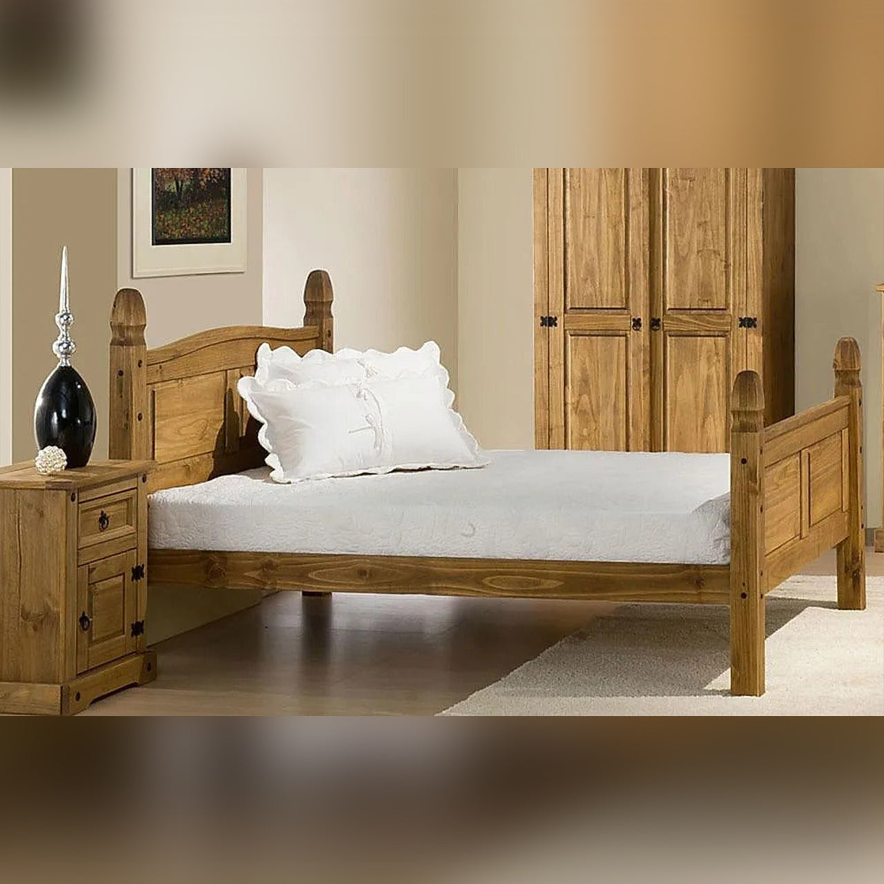 King Size Bed: Wooden King Size Bed With High Foot End – Gkw Retail