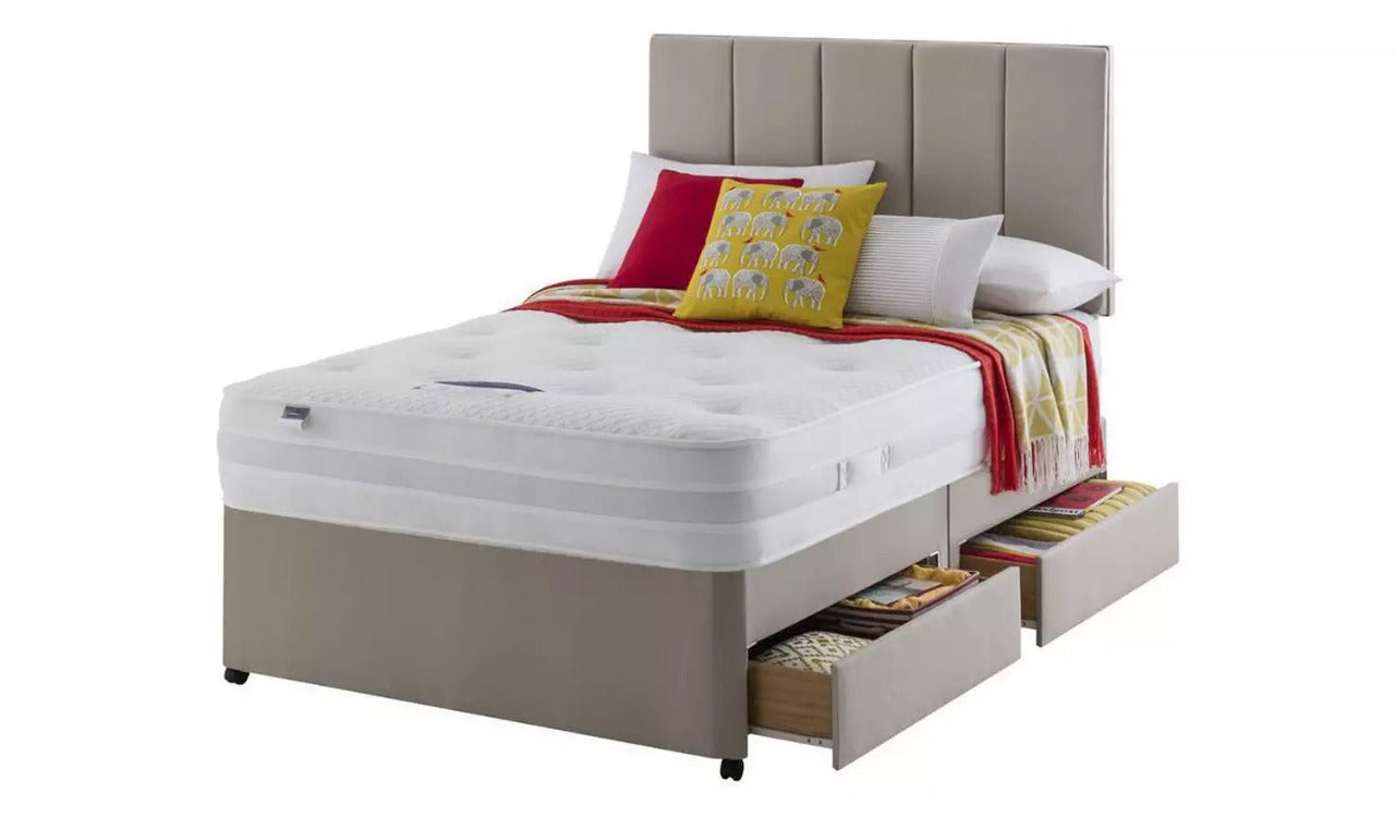 King Size: Sandstone 4 Drawer King Size Divan Bed