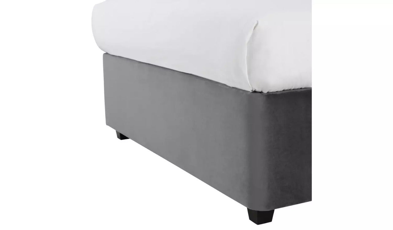 King Size: Steel Grey Velvet  King Size Divan Bed