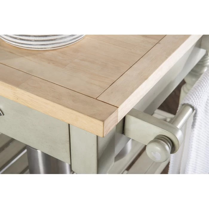 Kitchen Island: Rolling Kitchen Island Table with Solid Wood Top