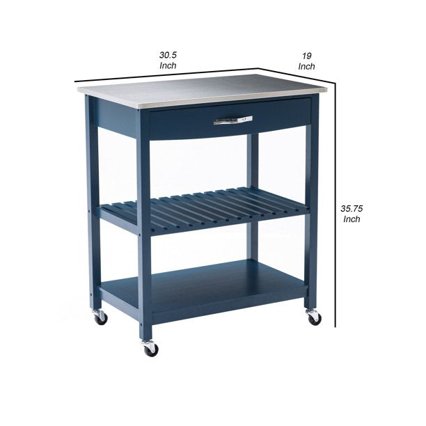 Kitchen Island Table: 30.5'' Wide Rolling Kitchen Cart with Stainless Steel Top