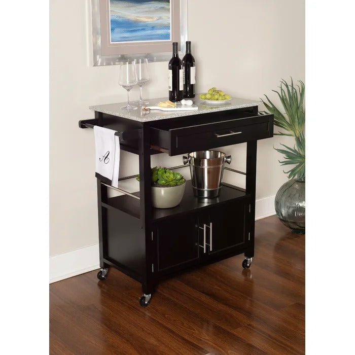 Kitchen Island Table: 30'' Wide Rolling Kitchen Cart with Granite Top