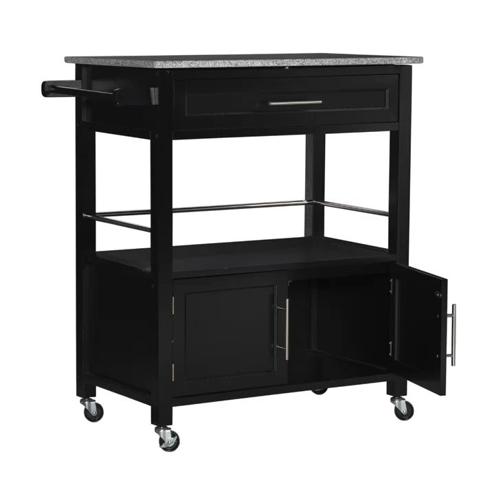 Kitchen Island Table: 30'' Wide Rolling Kitchen Cart with Granite Top