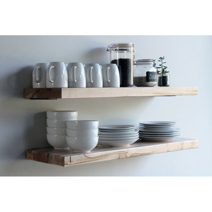 Kitchen Shelves : 2 Piece Maple Solid Wood Bracket Shelf