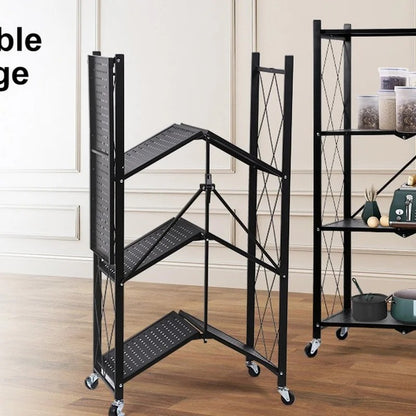 Kitchen Shelves: 5-Tier Heavy Astron Foldable Metal Biver Mounted Rack