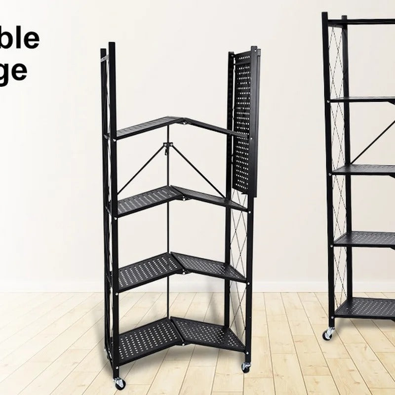 Kitchen Shelves: 5-Tier Heavy Astron Foldable Metal Biver Mounted Rack