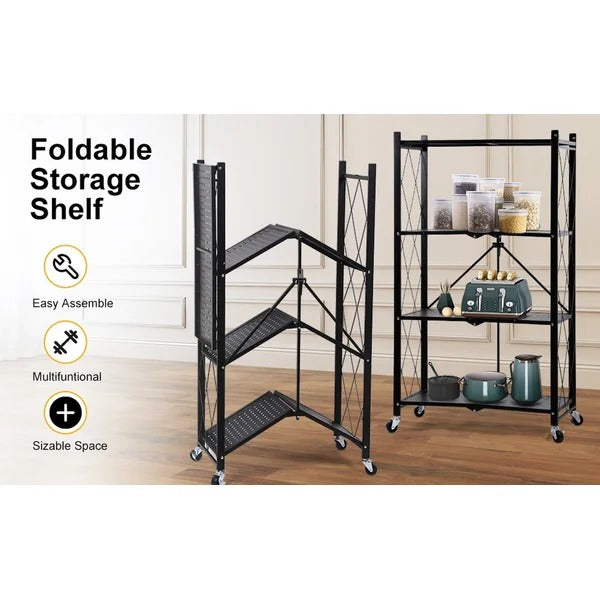 Kitchen Shelves: 5 Tier Heavy Zexan Foldable Metal Shelf Storage Shelving Unit