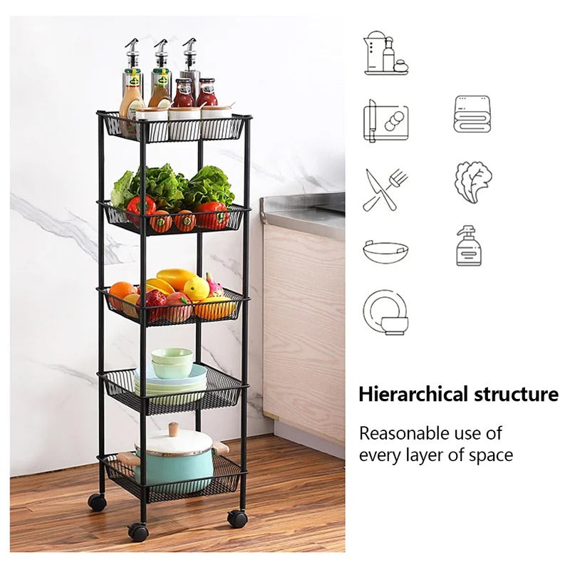 Kitchen Racks: Bomessi 5-Tier Multi-Functional Rolling Storage Shelves
