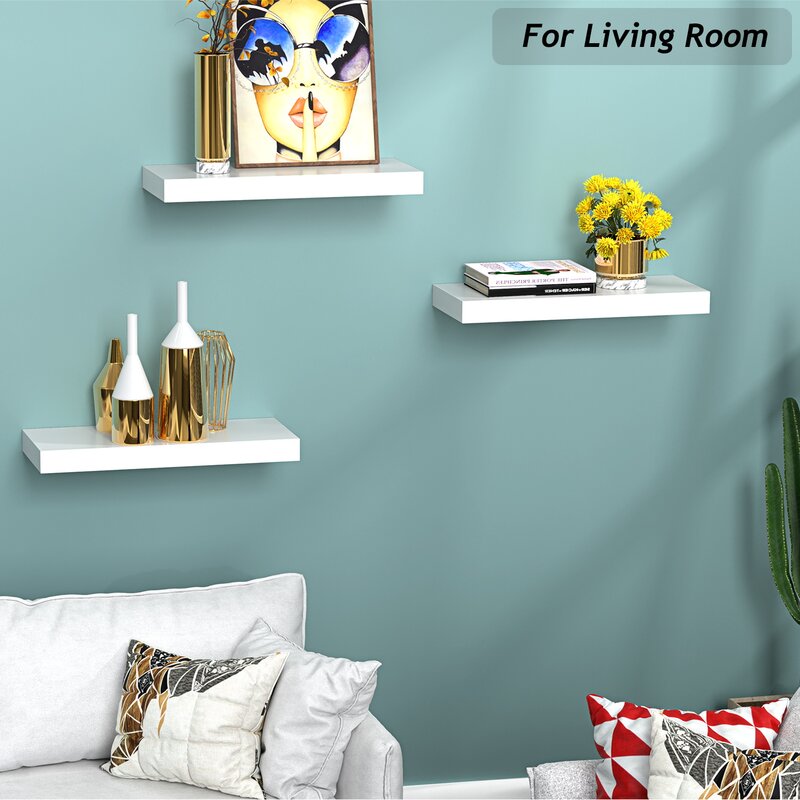 Kitchen Shelves : Modern Wood 3 Piece Floating Shelf Set