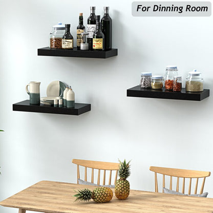 Kitchen Shelves : Modern Wood 3 Piece Floating Shelf Set