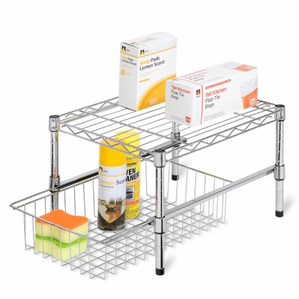 Kitchen Storage Unit: Adjustable Shelf with Under Cabinet Organizer