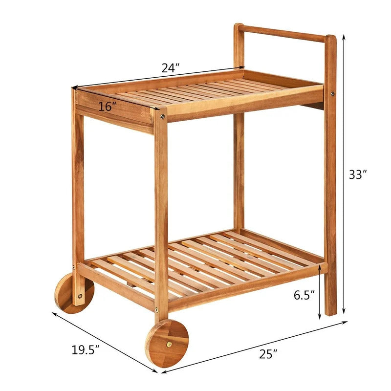 Kitchen Trolley: 25'' Solid Wood Kitchen Cart