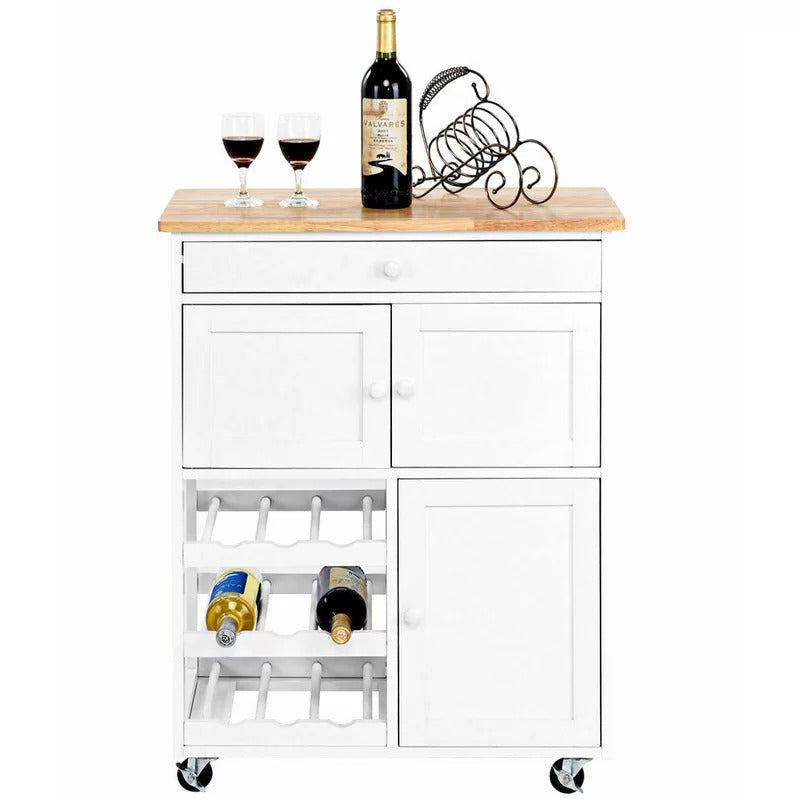 Kitchen Trolley: 26.5'' Kitchen Cart with Solid Wood Top
