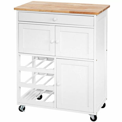 Kitchen Trolley: 26.5'' Kitchen Cart with Solid Wood Top