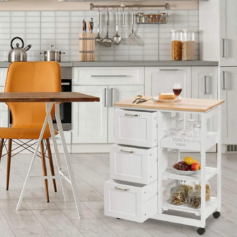 Kitchen Trolley: 26.5'' with Locking Wheels