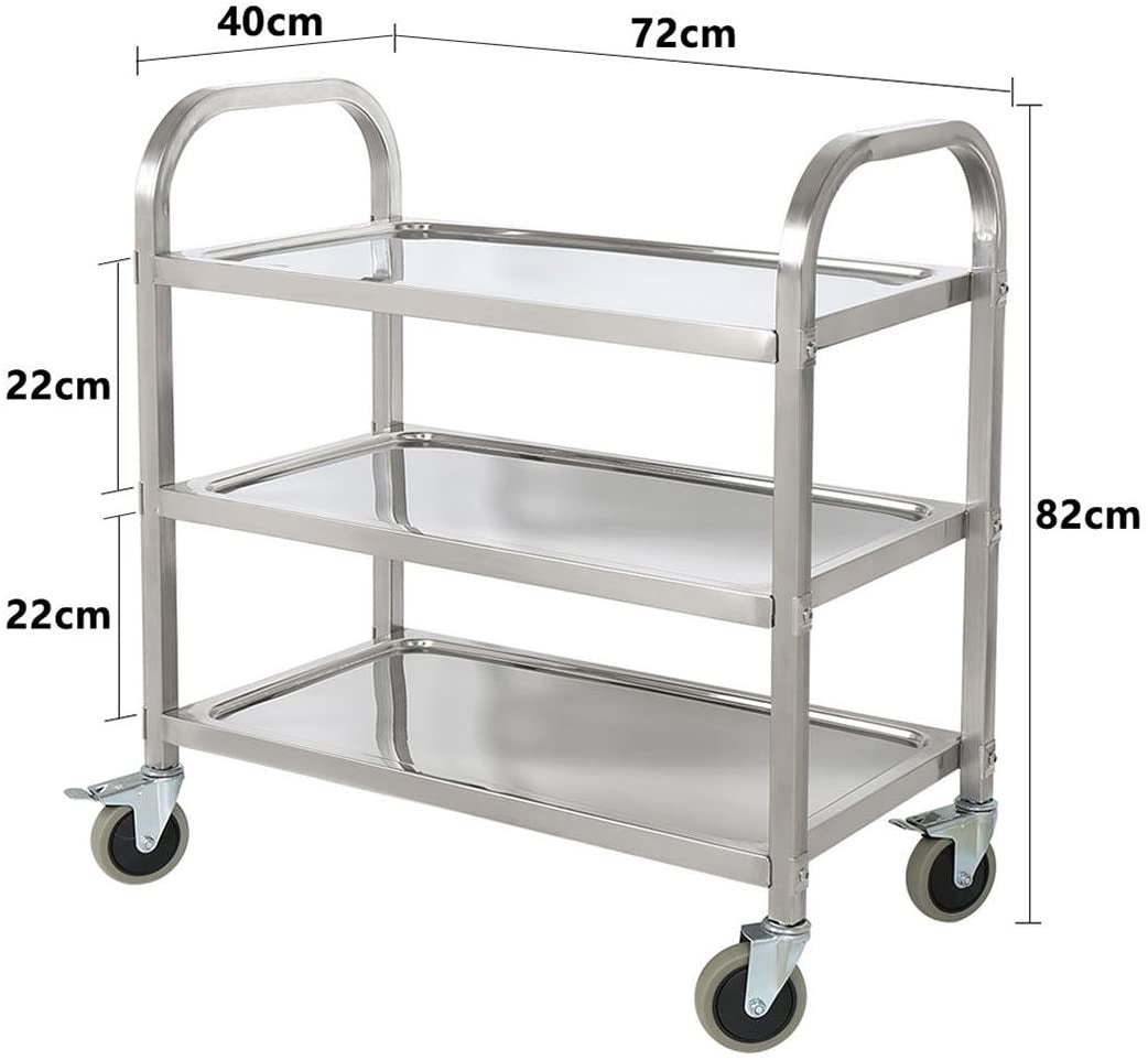 Kitchen Trolley 30'' Rolling Stainless Steel Cart