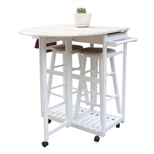 Kitchen Trolley: 32.09'' Steel Kitchen Cart with Solid Wood Top