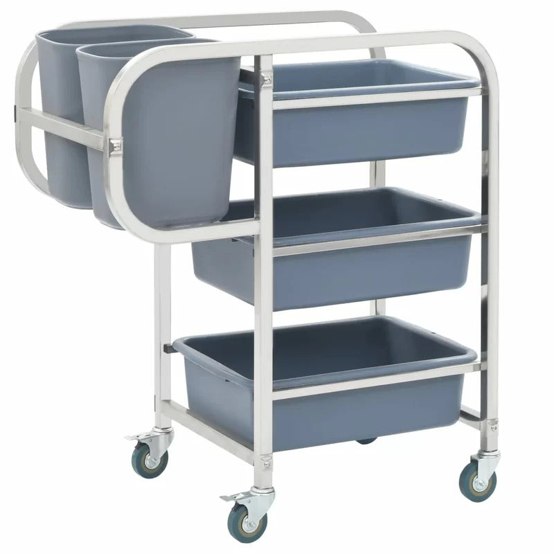 Kitchen Trolley: 34.25'' Stainless Steel Kitchen Cart with Locking Wheels